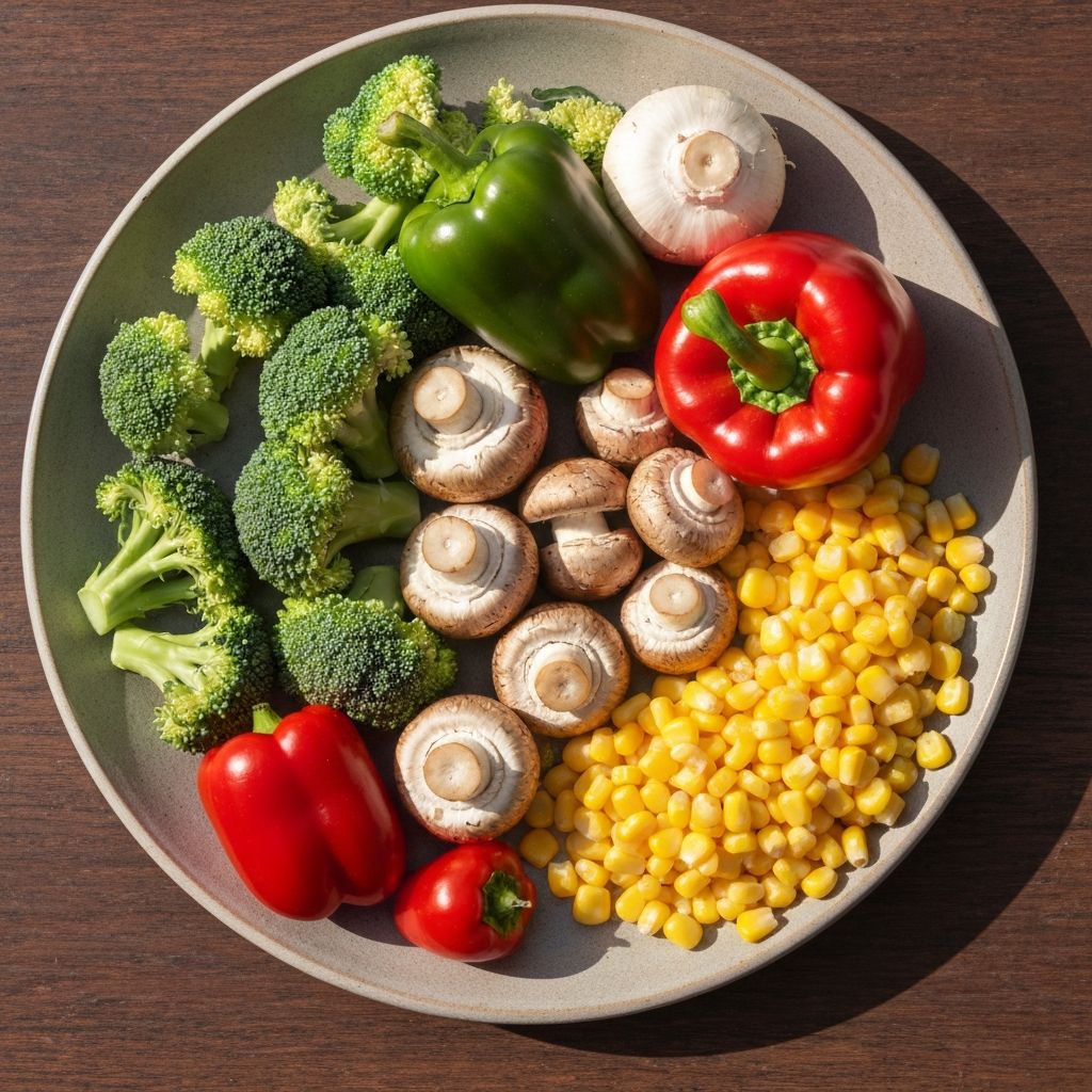 Vyvážená výživa s farebnými zeleninou a zdravými ingredienciami